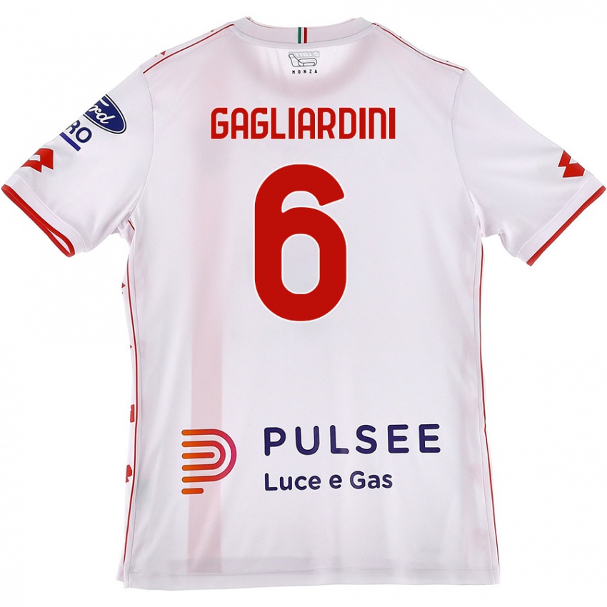 Hombre Camiseta Roberto Gagliardini #6 Blanco Rojo 2ª Equipación 2024/25 La Camisa Chile