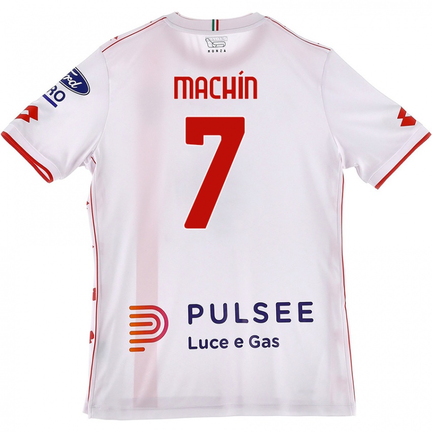 Hombre Camiseta José Machín #7 Blanco Rojo 2ª Equipación 2024/25 La Camisa Chile