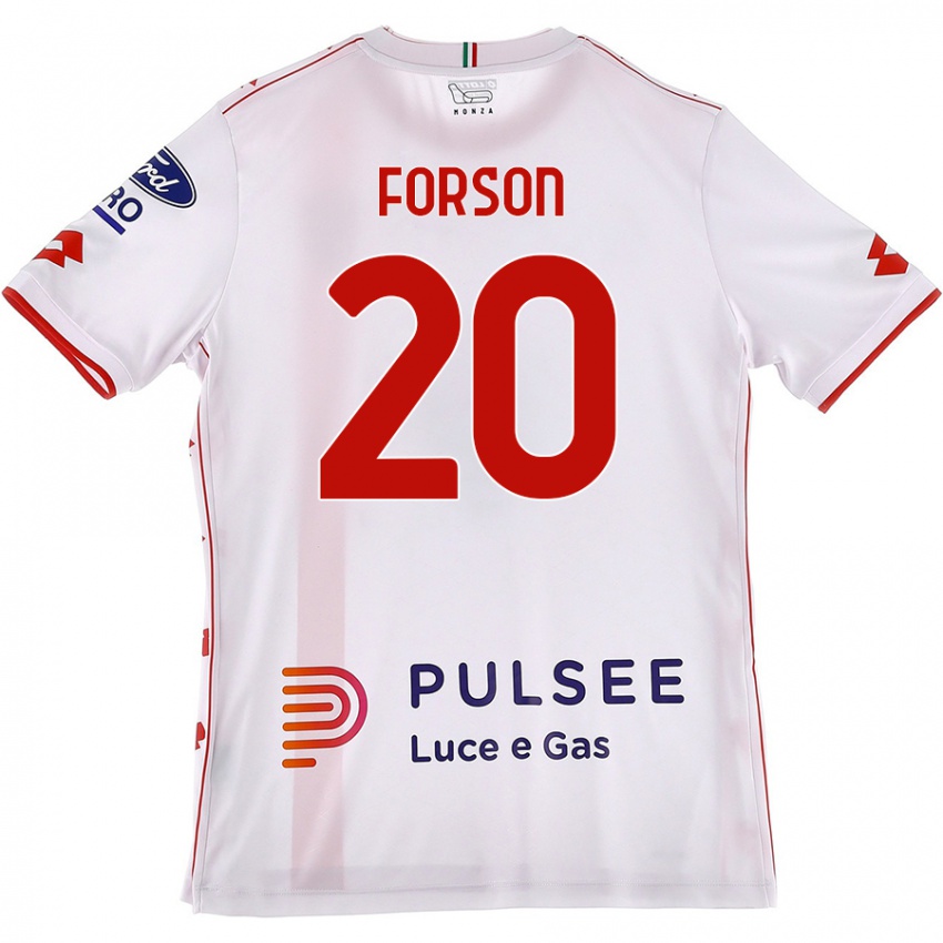 Hombre Camiseta Omari Forson #20 Blanco Rojo 2ª Equipación 2024/25 La Camisa Chile