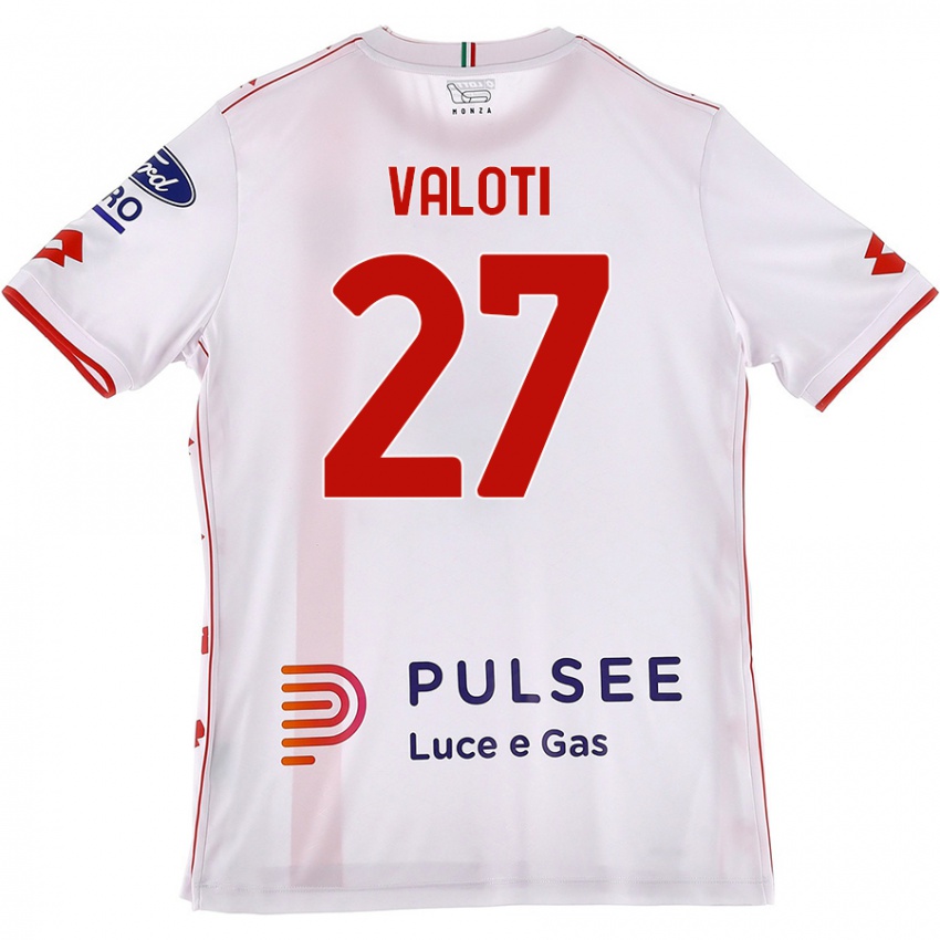 Hombre Camiseta Mattia Valoti #27 Blanco Rojo 2ª Equipación 2024/25 La Camisa Chile