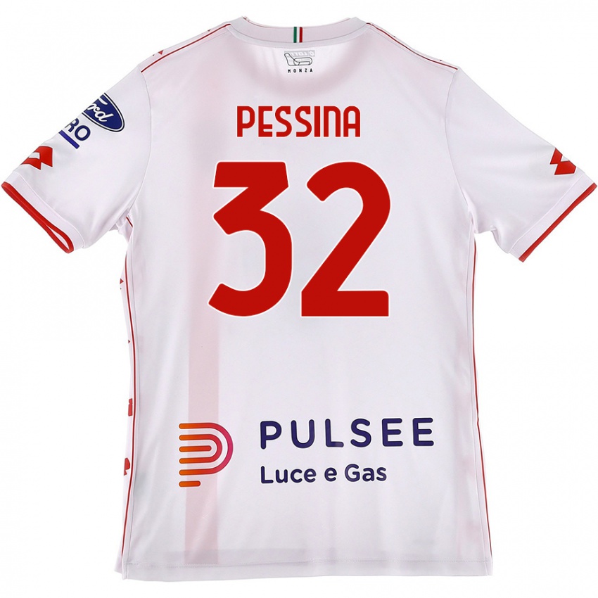 Hombre Camiseta Matteo Pessina #32 Blanco Rojo 2ª Equipación 2024/25 La Camisa Chile