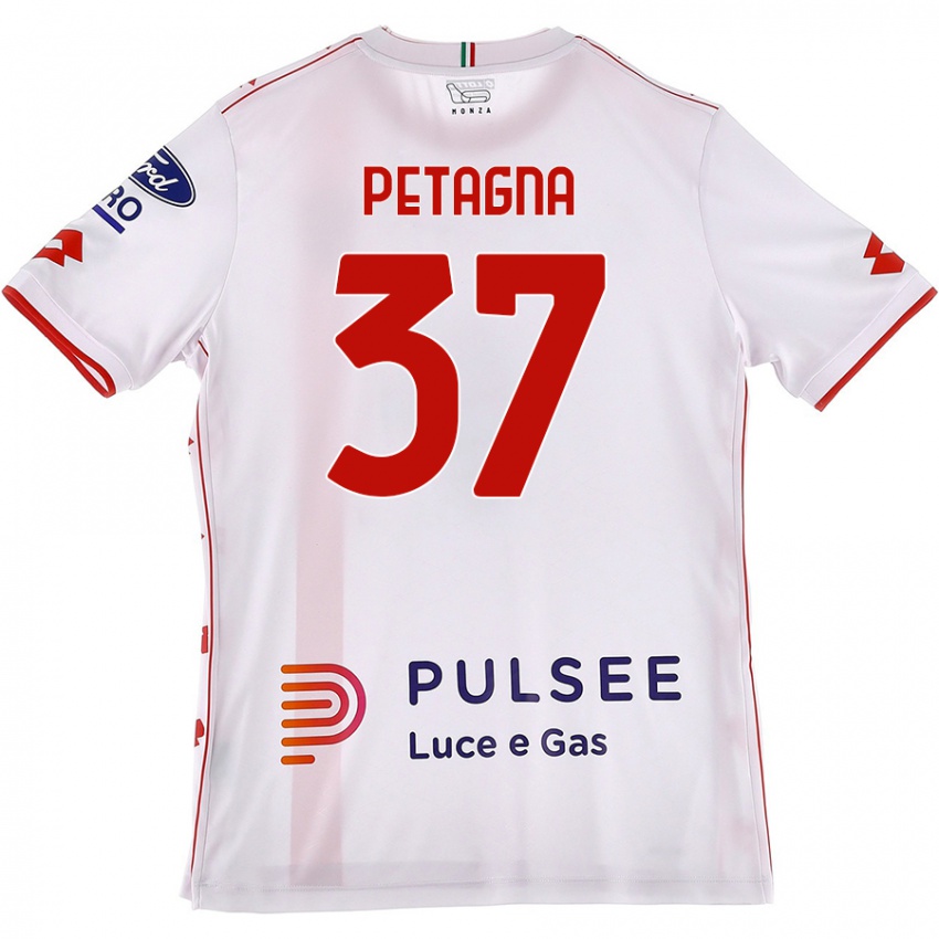 Hombre Camiseta Andrea Petagna #37 Blanco Rojo 2ª Equipación 2024/25 La Camisa Chile