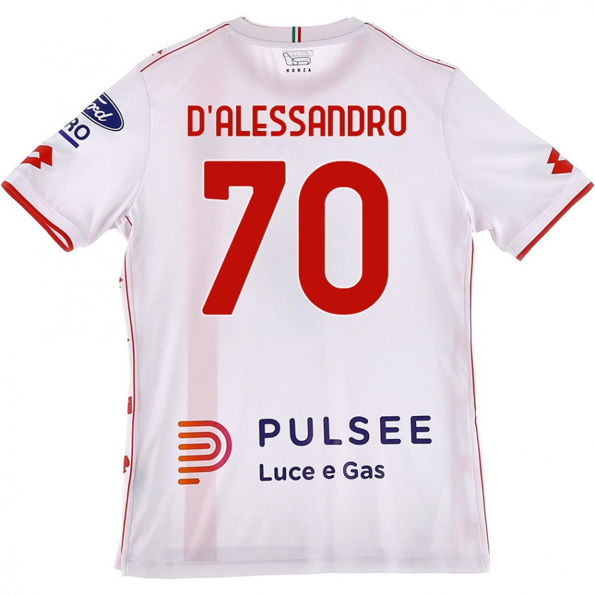 Hombre Camiseta Marco D'alessandro #70 Blanco Rojo 2ª Equipación 2024/25 La Camisa Chile