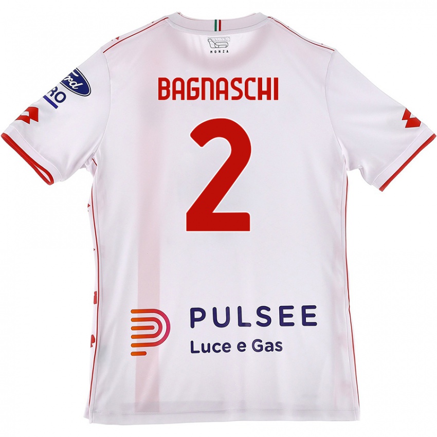 Hombre Camiseta Alessandro Bagnaschi #2 Blanco Rojo 2ª Equipación 2024/25 La Camisa Chile