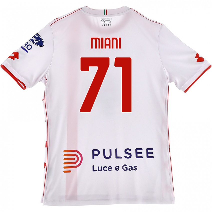 Hombre Camiseta Arthur Miani #71 Blanco Rojo 2ª Equipación 2024/25 La Camisa Chile