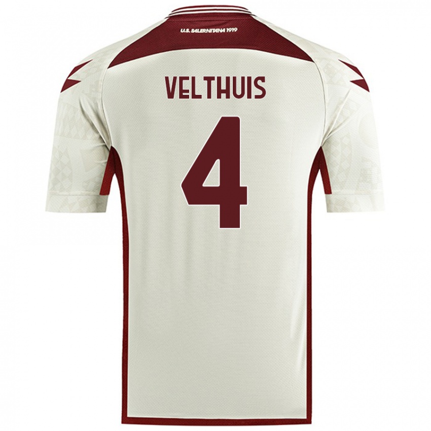 Hombre Camiseta Tijs Velthuis #4 Color Crema 2ª Equipación 2024/25 La Camisa Chile