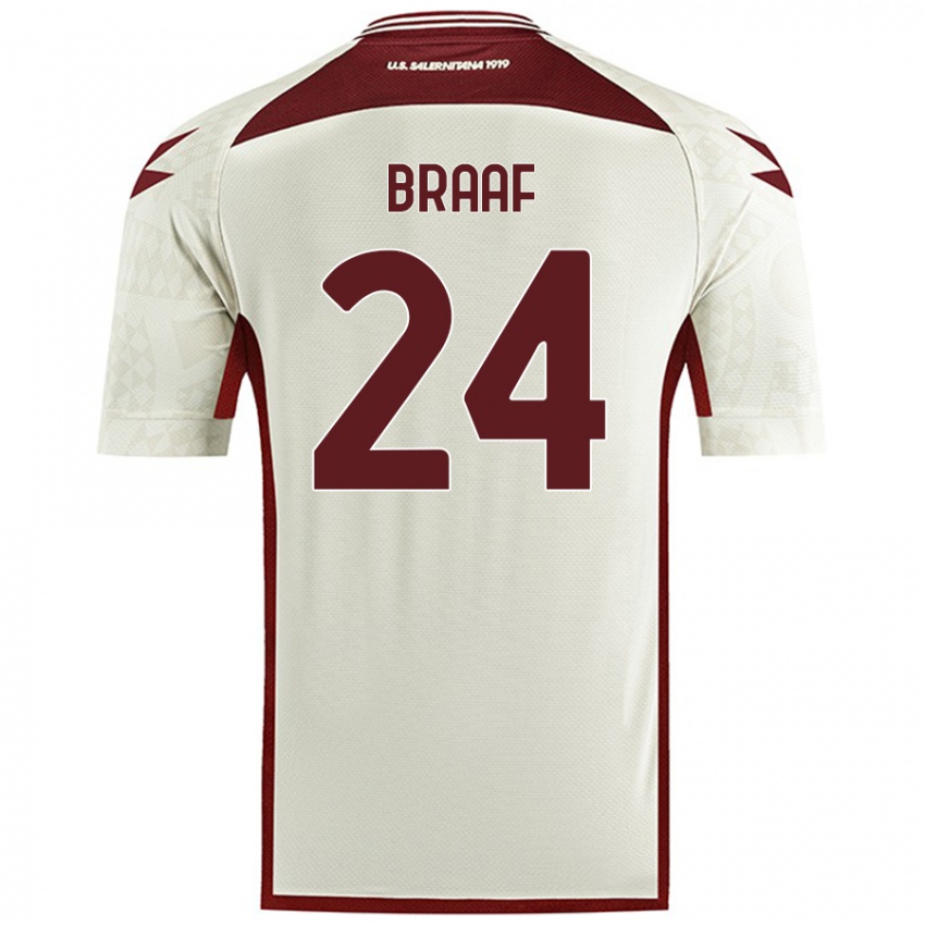 Hombre Camiseta Jayden Braaf #24 Color Crema 2ª Equipación 2024/25 La Camisa Chile