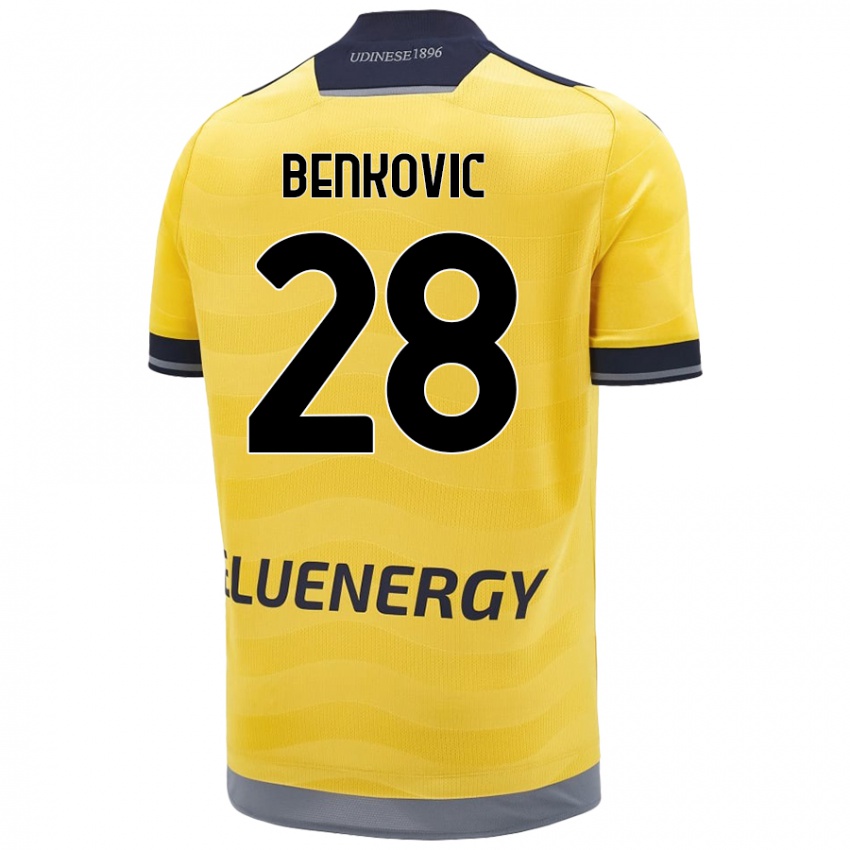 Hombre Camiseta Filip Benkovic #28 Dorado 2ª Equipación 2024/25 La Camisa Chile