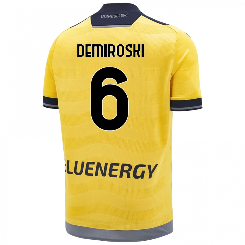 Hombre Camiseta Shenol Demiroski #6 Dorado 2ª Equipación 2024/25 La Camisa Chile