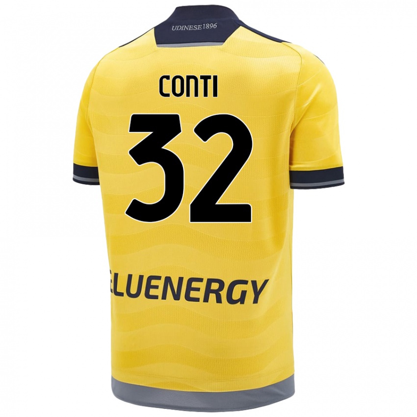 Hombre Camiseta Manuel Conti #32 Dorado 2ª Equipación 2024/25 La Camisa Chile