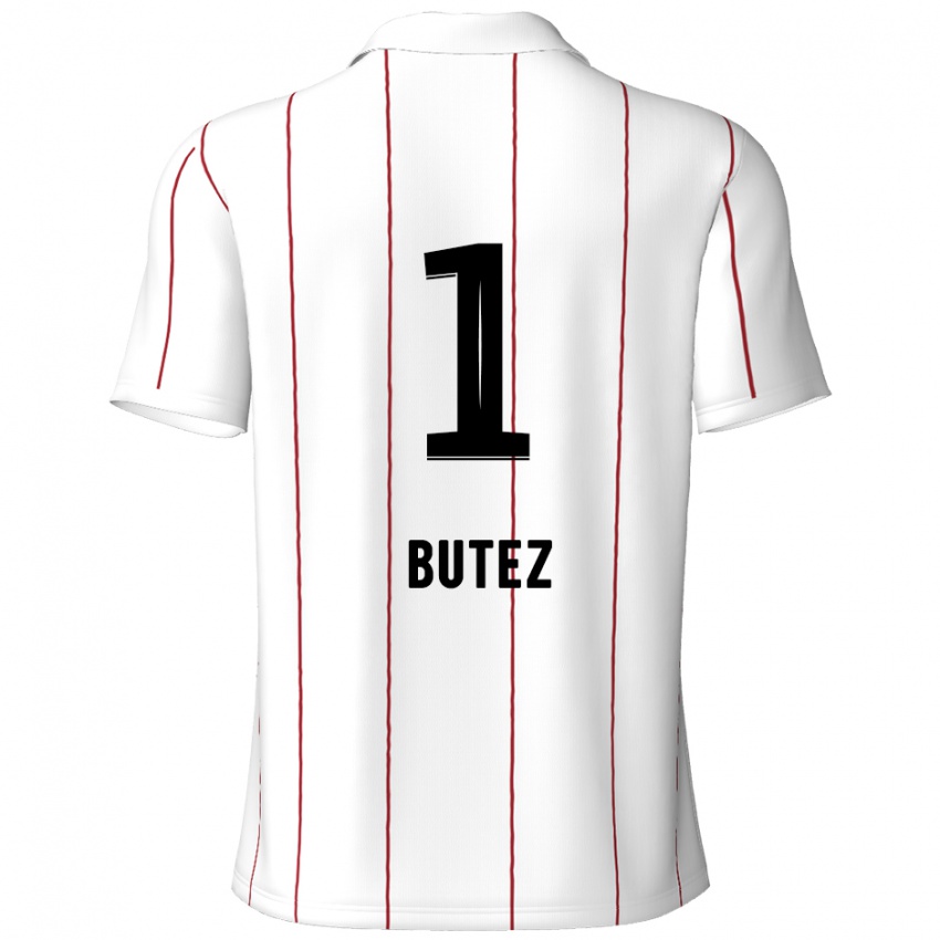 Hombre Camiseta Jean Butez #1 Blanco Negro 2ª Equipación 2024/25 La Camisa Chile