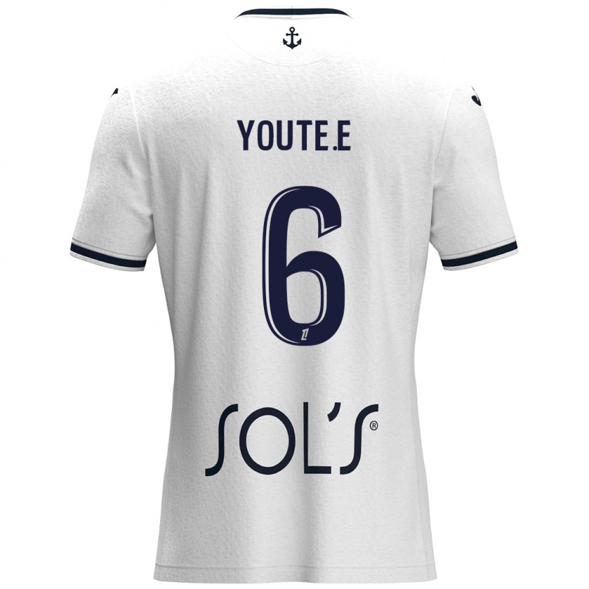 Hombre Camiseta Étienne Youté Kinkoué #6 Blanco Azul Oscuro 2ª Equipación 2024/25 La Camisa Chile