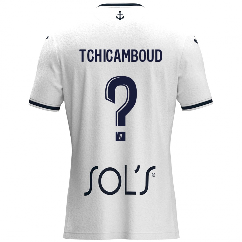 Hombre Camiseta Steed Tchicamboud #0 Blanco Azul Oscuro 2ª Equipación 2024/25 La Camisa Chile