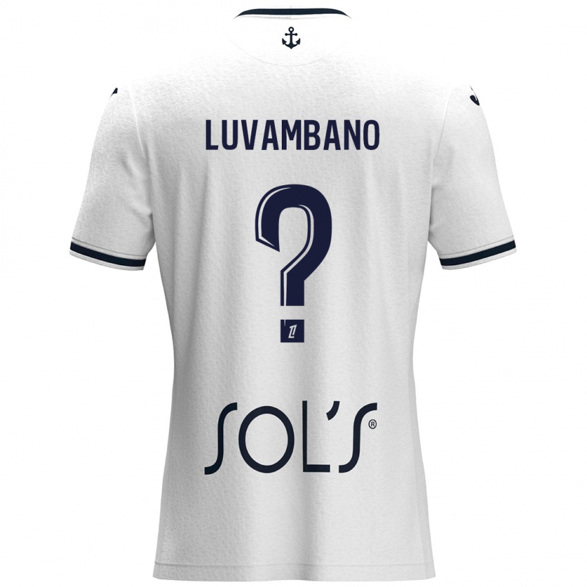 Hombre Camiseta Ethan Luvambano #0 Blanco Azul Oscuro 2ª Equipación 2024/25 La Camisa Chile