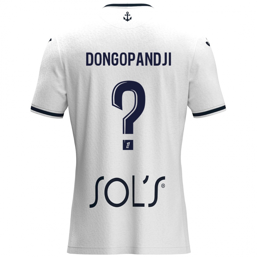 Hombre Camiseta Hakim Dongopandji #0 Blanco Azul Oscuro 2ª Equipación 2024/25 La Camisa Chile