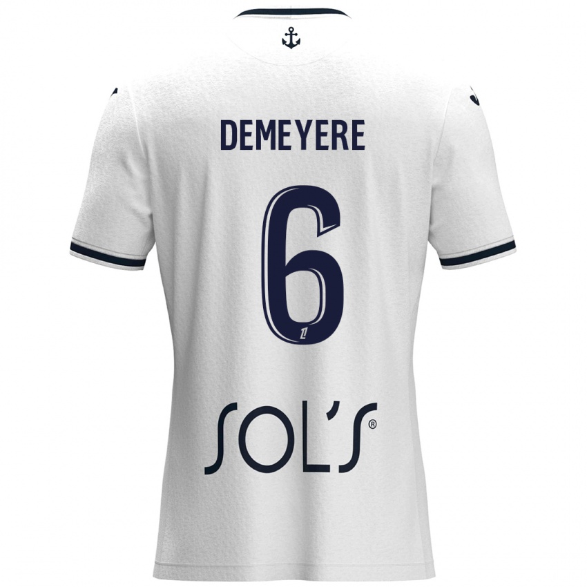 Hombre Camiseta Silke Demeyere #6 Blanco Azul Oscuro 2ª Equipación 2024/25 La Camisa Chile