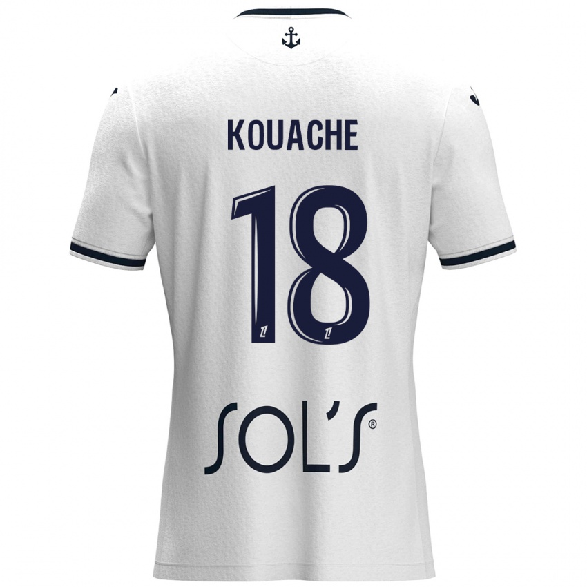 Hombre Camiseta Éva Kouache #18 Blanco Azul Oscuro 2ª Equipación 2024/25 La Camisa Chile