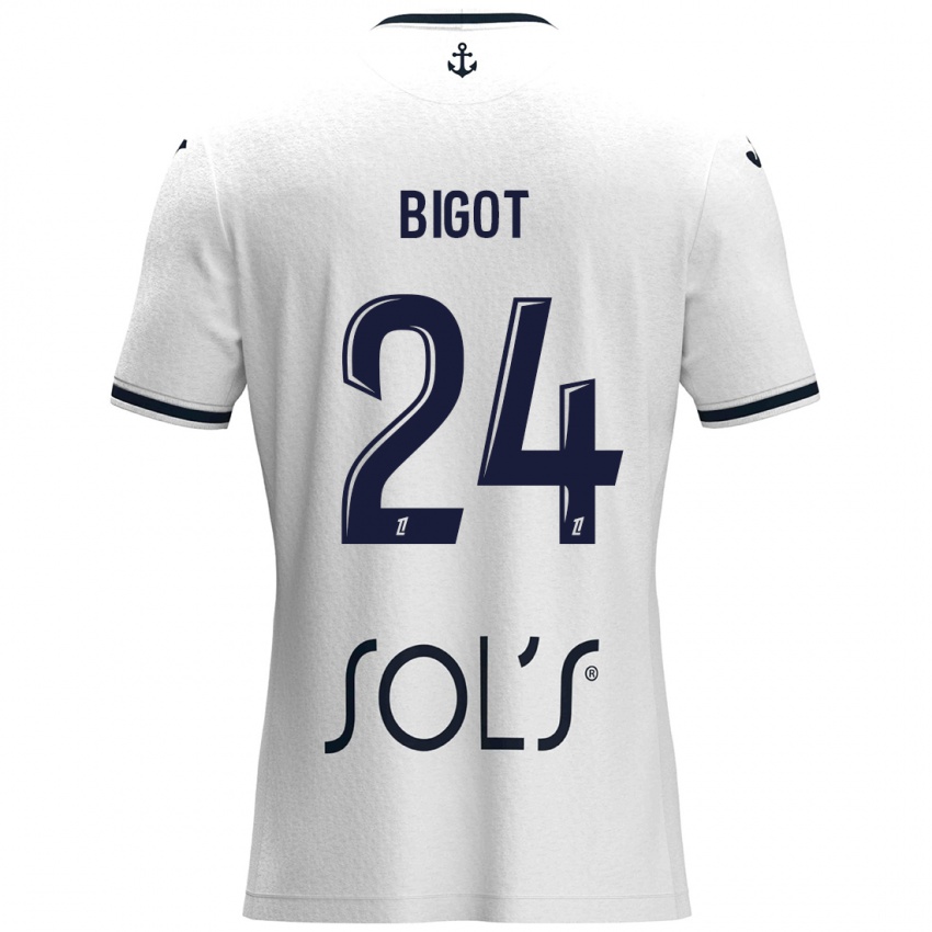 Hombre Camiseta Maureen Bigot #24 Blanco Azul Oscuro 2ª Equipación 2024/25 La Camisa Chile