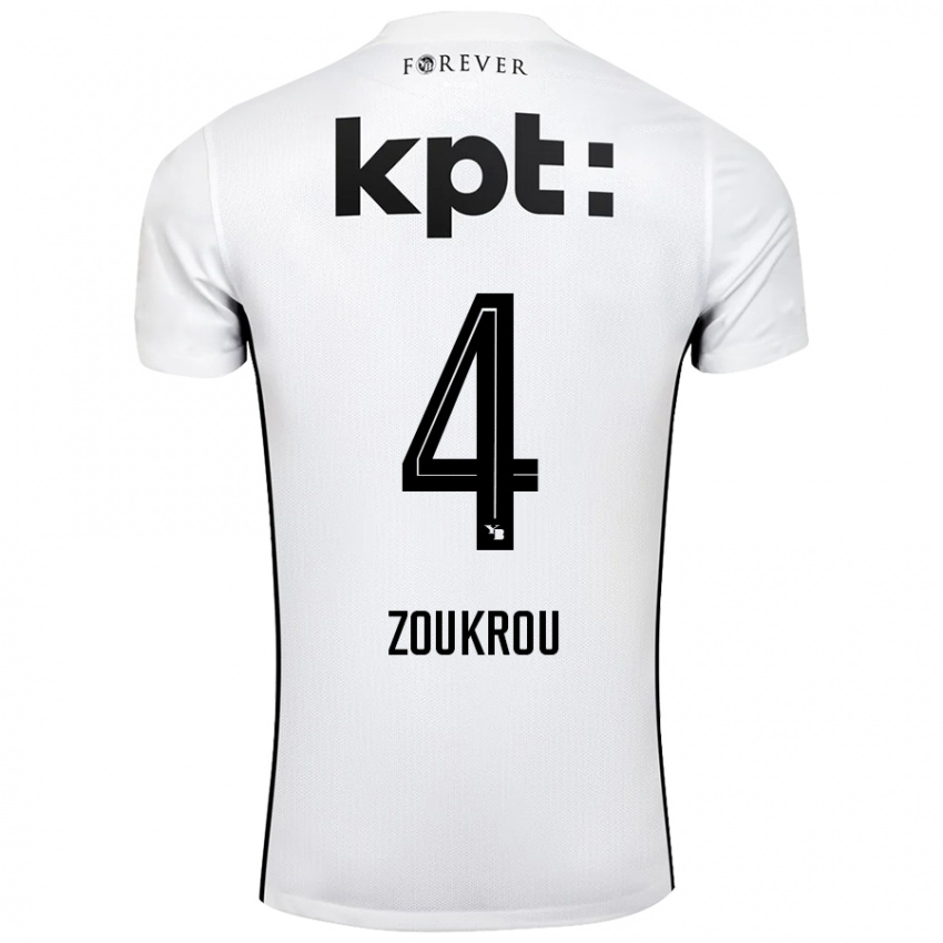 Hombre Camiseta Tanguy Zoukrou #4 Blanco Negro 2ª Equipación 2024/25 La Camisa Chile