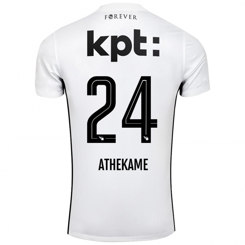 Hombre Camiseta Zachary Athekame #24 Blanco Negro 2ª Equipación 2024/25 La Camisa Chile