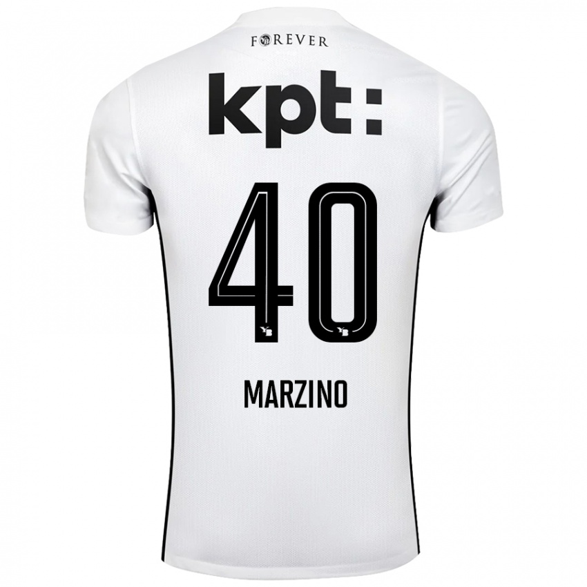 Hombre Camiseta Dario Marzino #40 Blanco Negro 2ª Equipación 2024/25 La Camisa Chile