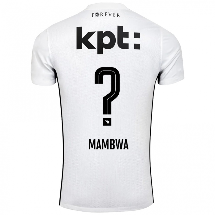 Hombre Camiseta Olivier Mambwa #0 Blanco Negro 2ª Equipación 2024/25 La Camisa Chile