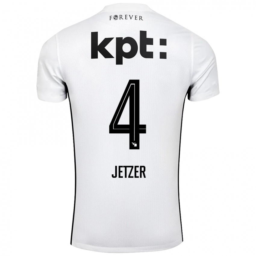 Hombre Camiseta Lorin Jetzer #4 Blanco Negro 2ª Equipación 2024/25 La Camisa Chile