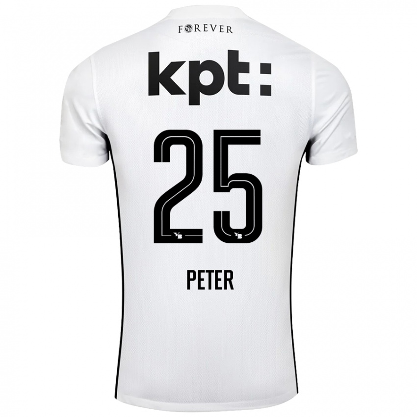 Hombre Camiseta Luc Peter #25 Blanco Negro 2ª Equipación 2024/25 La Camisa Chile