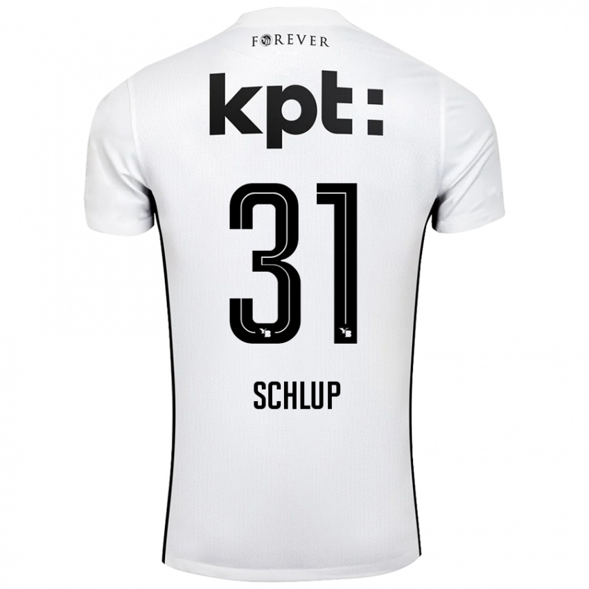 Hombre Camiseta Giulia Schlup #31 Blanco Negro 2ª Equipación 2024/25 La Camisa Chile