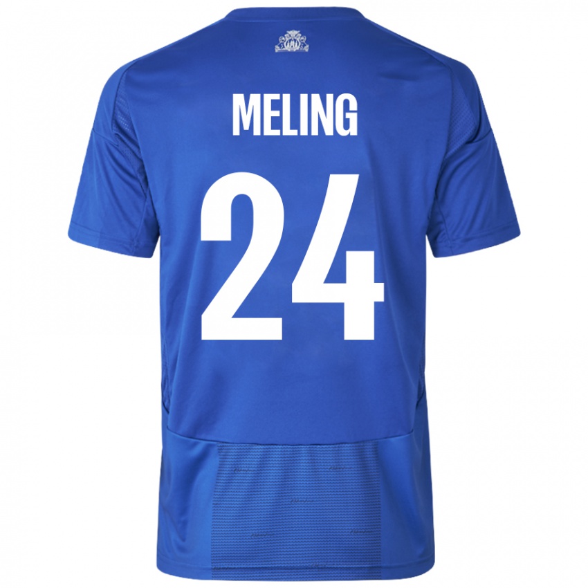 Hombre Camiseta Birger Meling #24 Blanco Azul 2ª Equipación 2024/25 La Camisa Chile