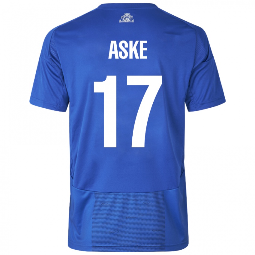 Hombre Camiseta Aske Christensen #17 Blanco Azul 2ª Equipación 2024/25 La Camisa Chile