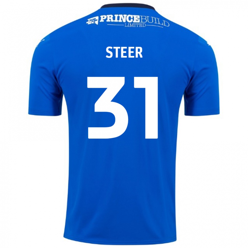 Mujer Camiseta Jed Steer #31 Azul Blanco 1ª Equipación 2024/25 La Camisa Chile