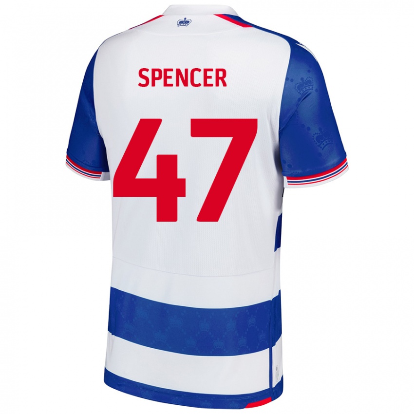 Mujer Camiseta Shay Spencer #47 Azul Blanco 1ª Equipación 2024/25 La Camisa Chile