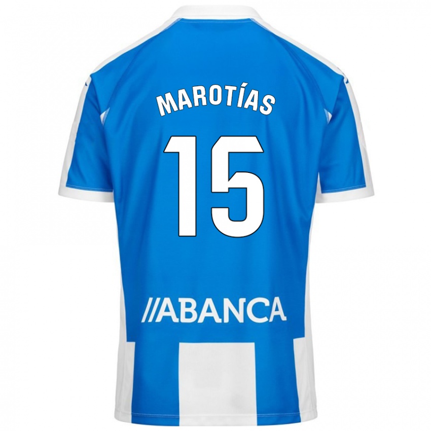 Mujer Camiseta Oscar Marotías #15 Azul Blanco 1ª Equipación 2024/25 La Camisa Chile