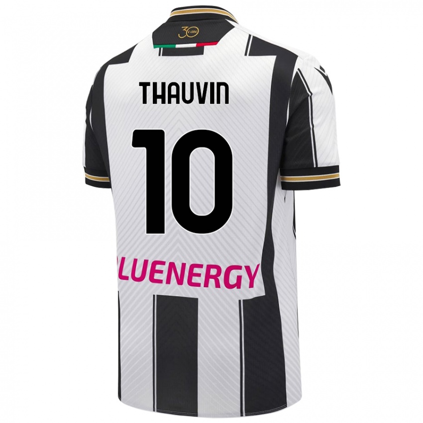 Mujer Camiseta Florian Thauvin #10 Blanco Negro 1ª Equipación 2024/25 La Camisa Chile