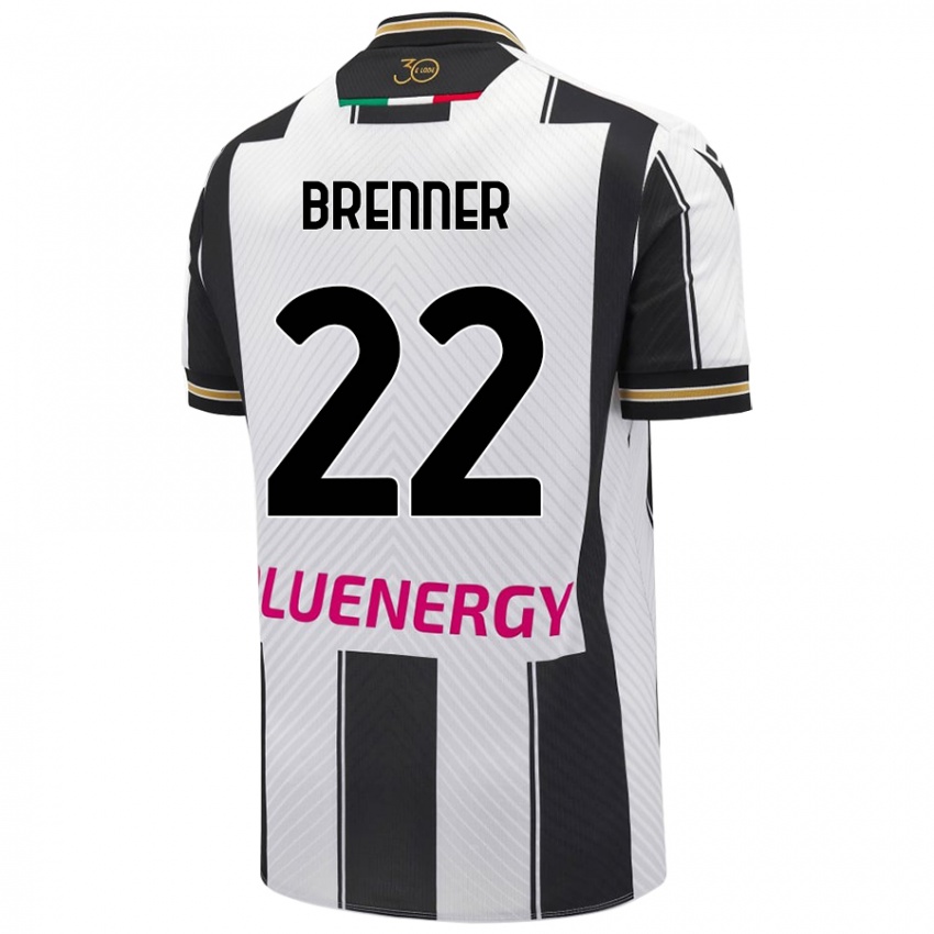 Mujer Camiseta Brenner #22 Blanco Negro 1ª Equipación 2024/25 La Camisa Chile