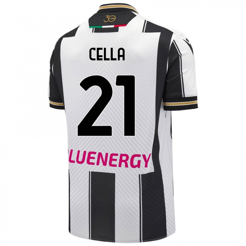 Mujer Camiseta Leonardo Cella #21 Blanco Negro 1ª Equipación 2024/25 La Camisa Chile