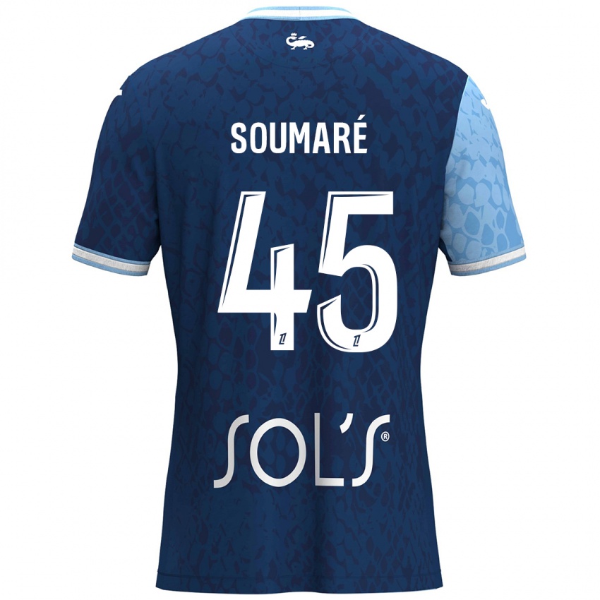 Mujer Camiseta Issa Soumaré #45 Azul Cielo Azul Oscuro 1ª Equipación 2024/25 La Camisa Chile