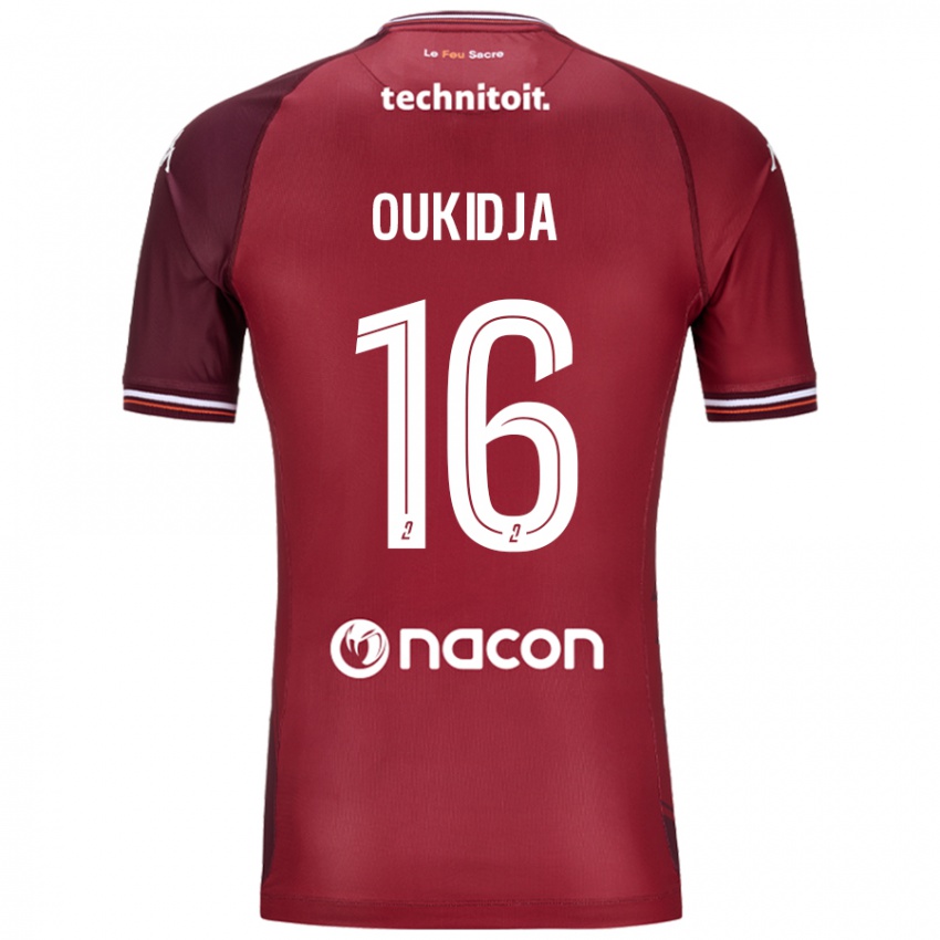 Mujer Camiseta Alexandre Oukidja #16 Rojo Granata 1ª Equipación 2024/25 La Camisa Chile