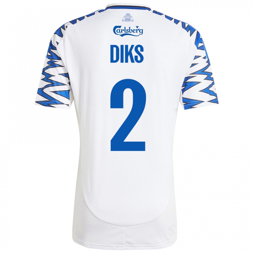 Mujer Camiseta Kevin Diks #2 Blanco Azul Cielo 1ª Equipación 2024/25 La Camisa Chile