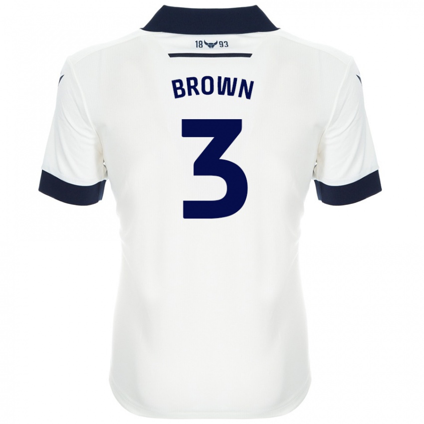 Mujer Camiseta Ciaron Brown #3 Blanco Azul Marino 2ª Equipación 2024/25 La Camisa Chile