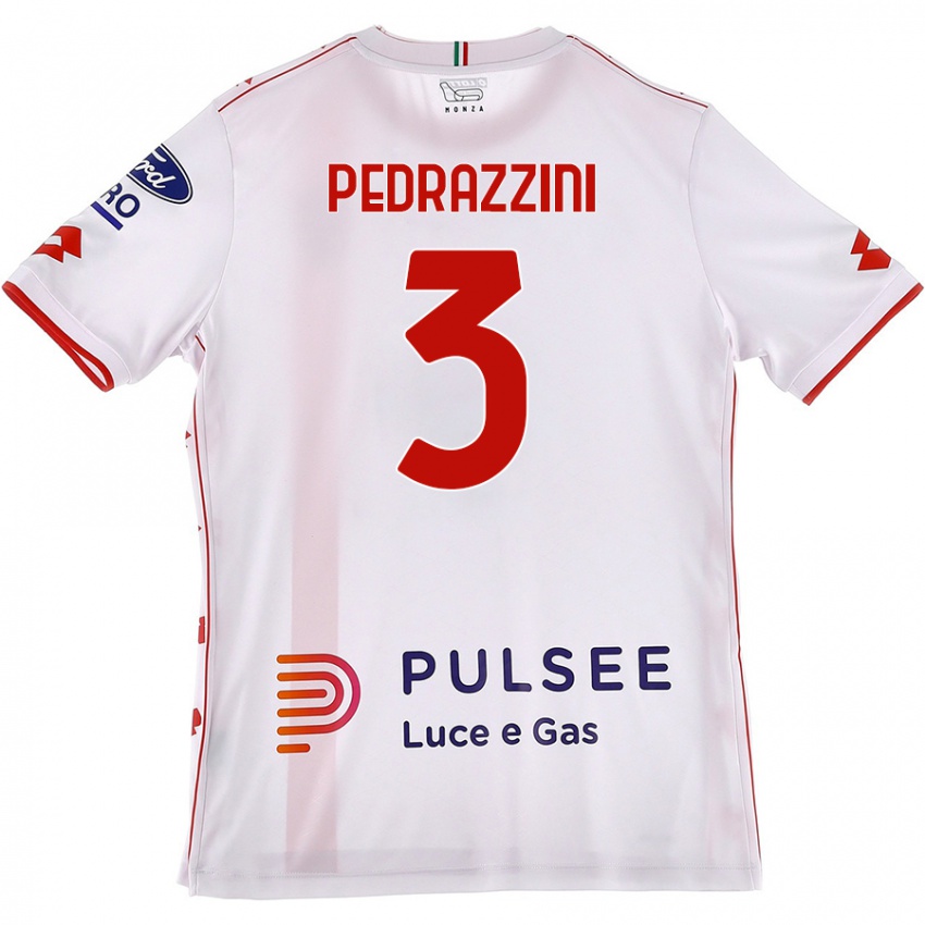 Mujer Camiseta Carlo Pedrazzini #3 Blanco Rojo 2ª Equipación 2024/25 La Camisa Chile