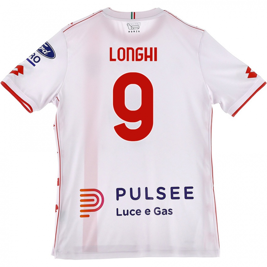 Mujer Camiseta Jordan Longhi #9 Blanco Rojo 2ª Equipación 2024/25 La Camisa Chile