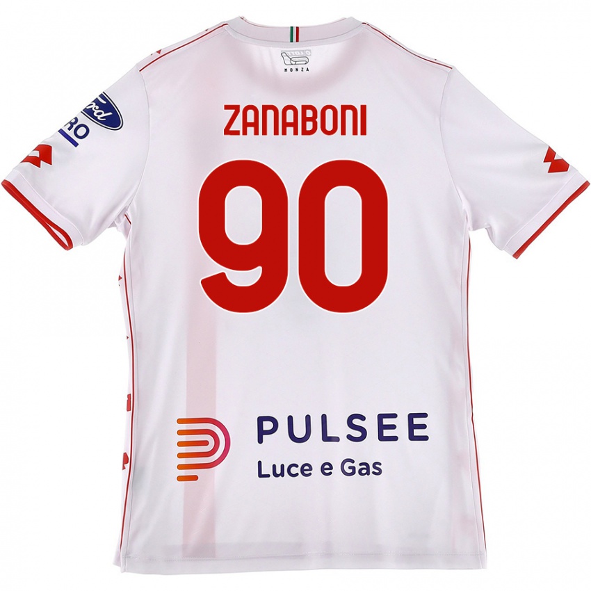 Mujer Camiseta Emanuele Zanaboni #90 Blanco Rojo 2ª Equipación 2024/25 La Camisa Chile