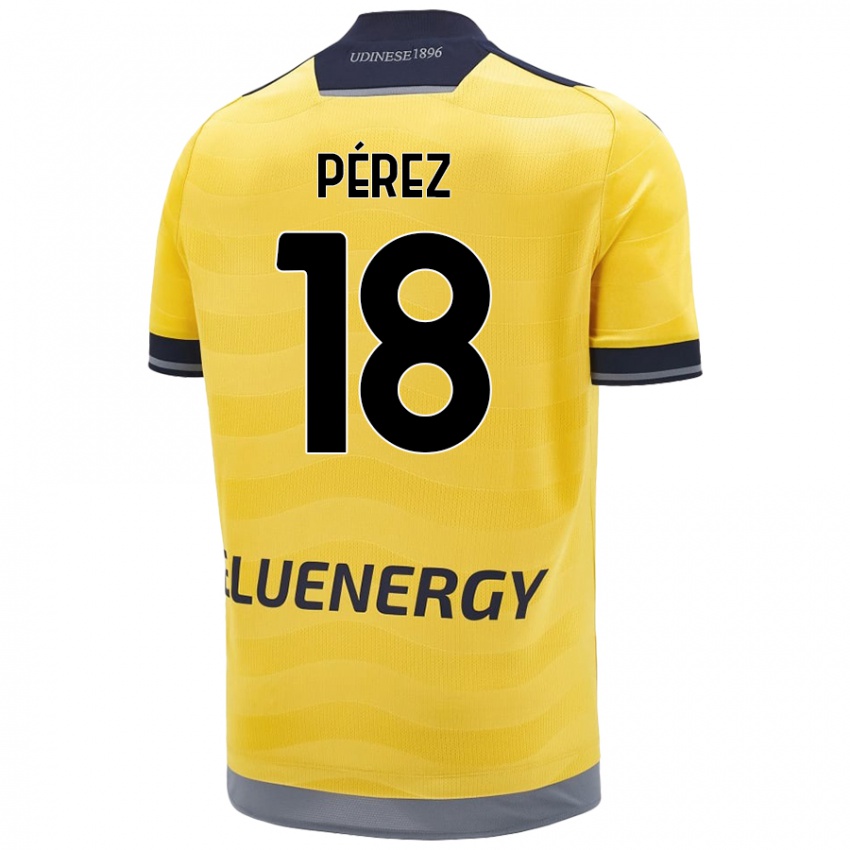 Mujer Camiseta Nehuén Pérez #18 Dorado 2ª Equipación 2024/25 La Camisa Chile