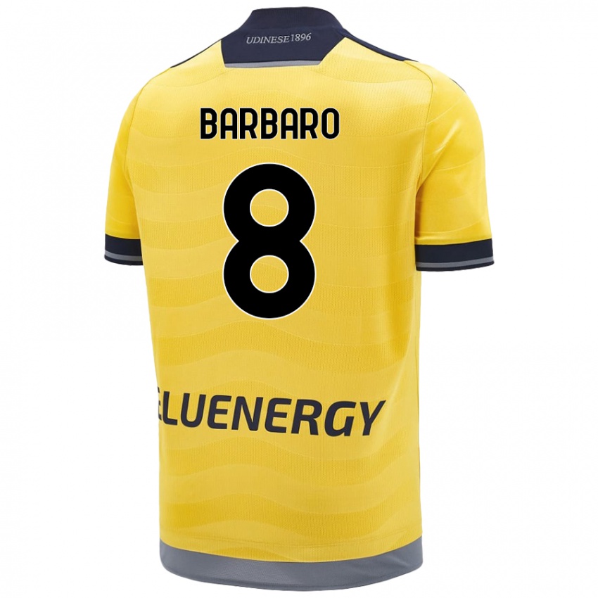 Mujer Camiseta Elia Barbaro #8 Dorado 2ª Equipación 2024/25 La Camisa Chile