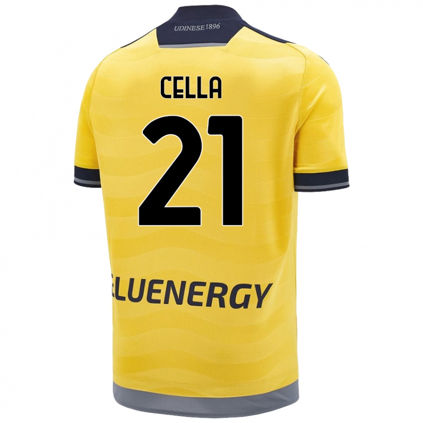 Mujer Camiseta Leonardo Cella #21 Dorado 2ª Equipación 2024/25 La Camisa Chile