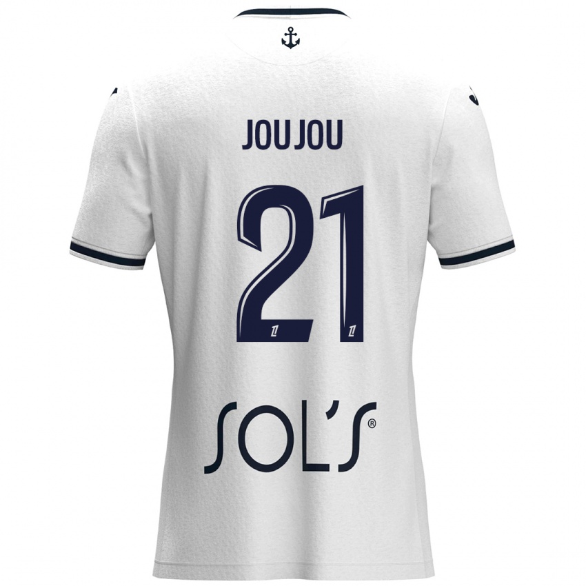 Mujer Camiseta Antoine Joujou #21 Blanco Azul Oscuro 2ª Equipación 2024/25 La Camisa Chile