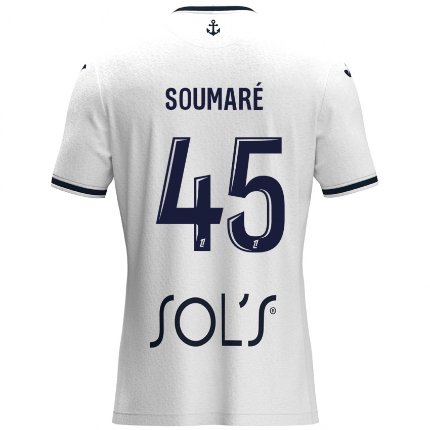 Mujer Camiseta Issa Soumaré #45 Blanco Azul Oscuro 2ª Equipación 2024/25 La Camisa Chile