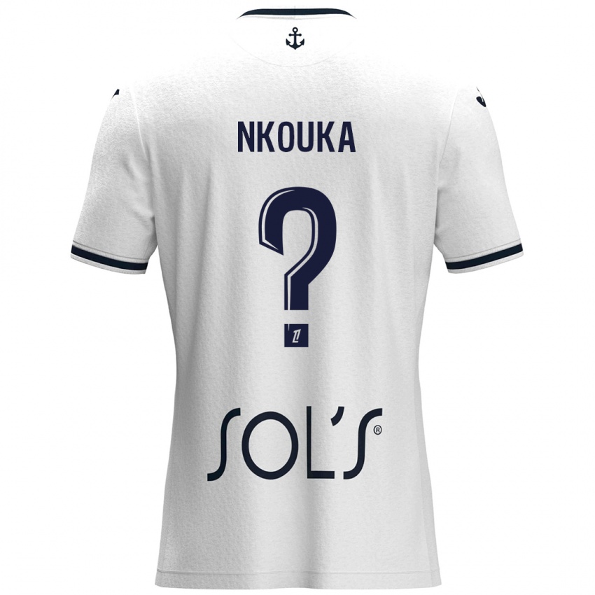 Mujer Camiseta Ethan Nkouka #0 Blanco Azul Oscuro 2ª Equipación 2024/25 La Camisa Chile